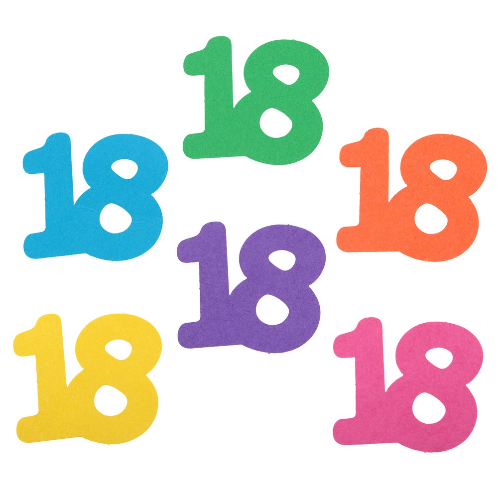 18 Års Fødselsdag Bordpynt Multi - 25 stk (3 x 2,5 cm) | 18 år Konfetti - Temashop