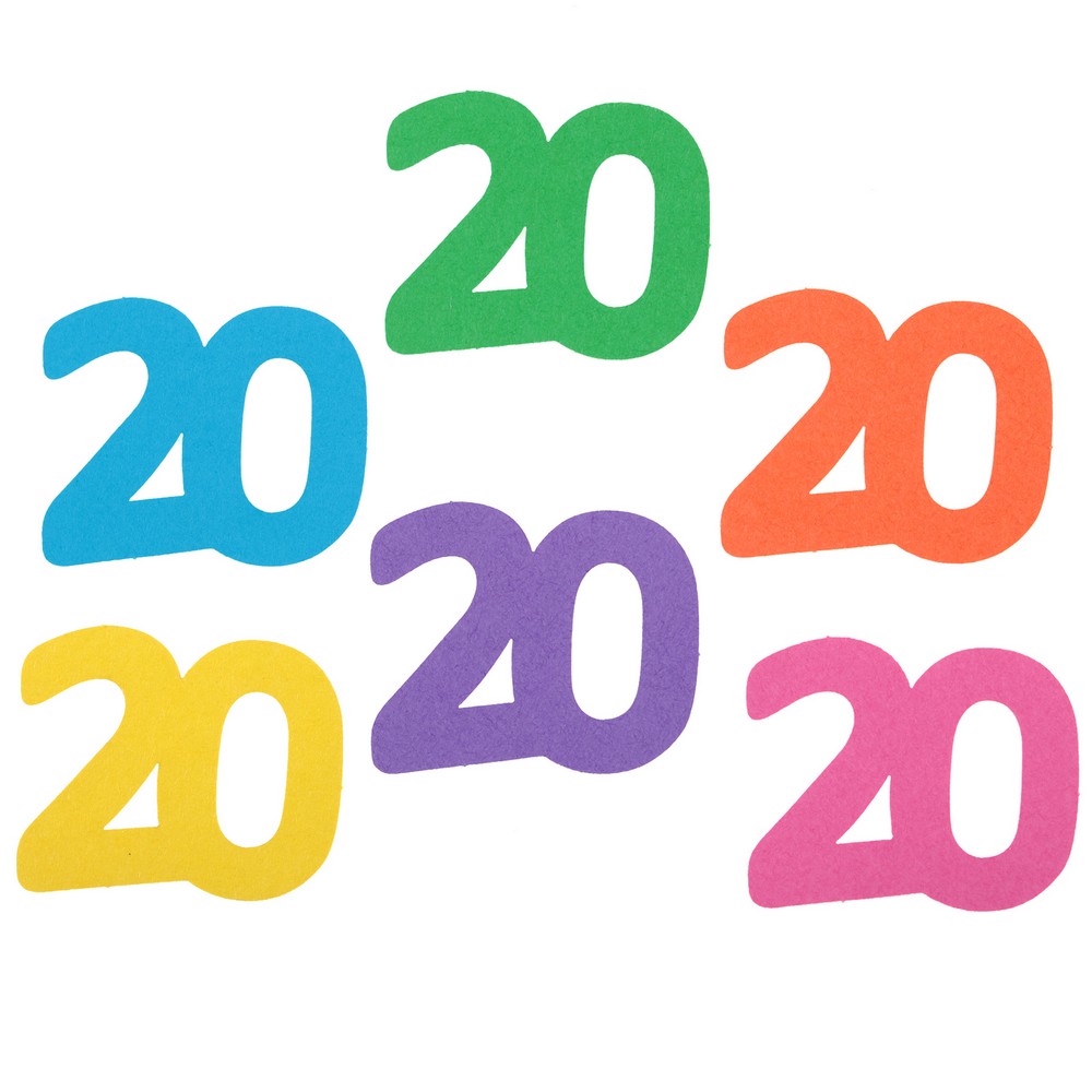 20 Års Fødselsdag Bordpynt Multi - 25 stk (3 x 2,5 cm) | 20 år Konfetti - Temashop