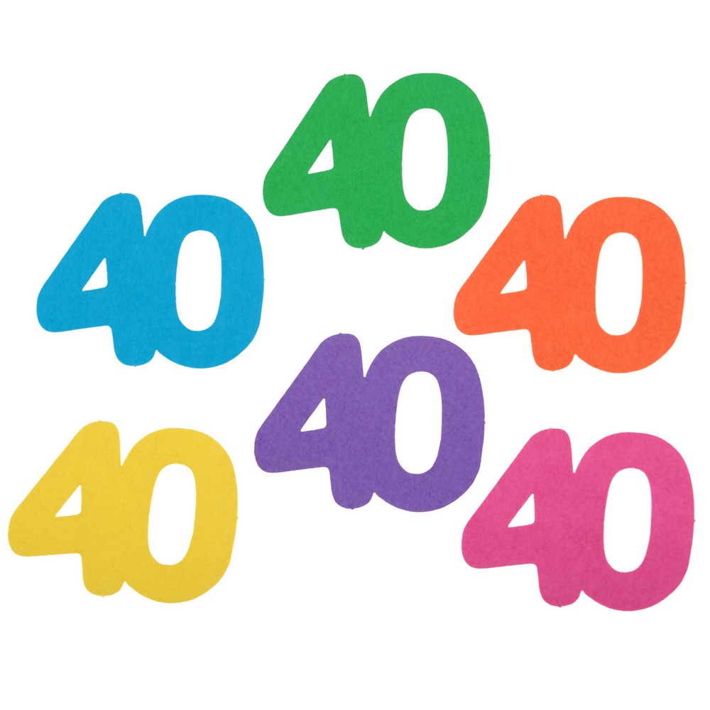 40 Års Fødselsdag Bordpynt Multi - 25 stk (3 x 2,5 cm) | 40 år Konfetti - Temashop