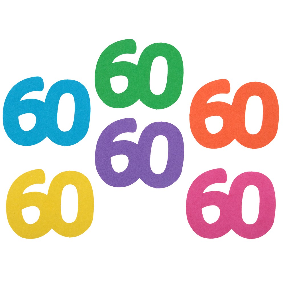 60 Års Fødselsdag Bordpynt Multi - 25 stk (3 x 2,5 cm) | 60 år Konfetti - Temashop