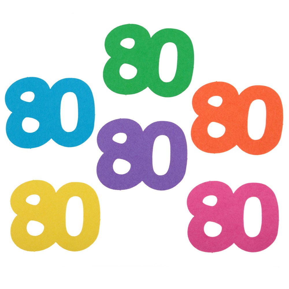 80 Års Fødselsdag Bordpynt Multi - 25 stk (3 x 2,5 cm) | 80 år Konfetti - Temashop