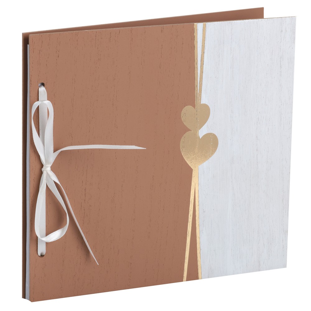 Hjerte Gæstebog Mokka - 1 stk (22 x 22 cm) | Bryllup Gæstebøger - Temashop