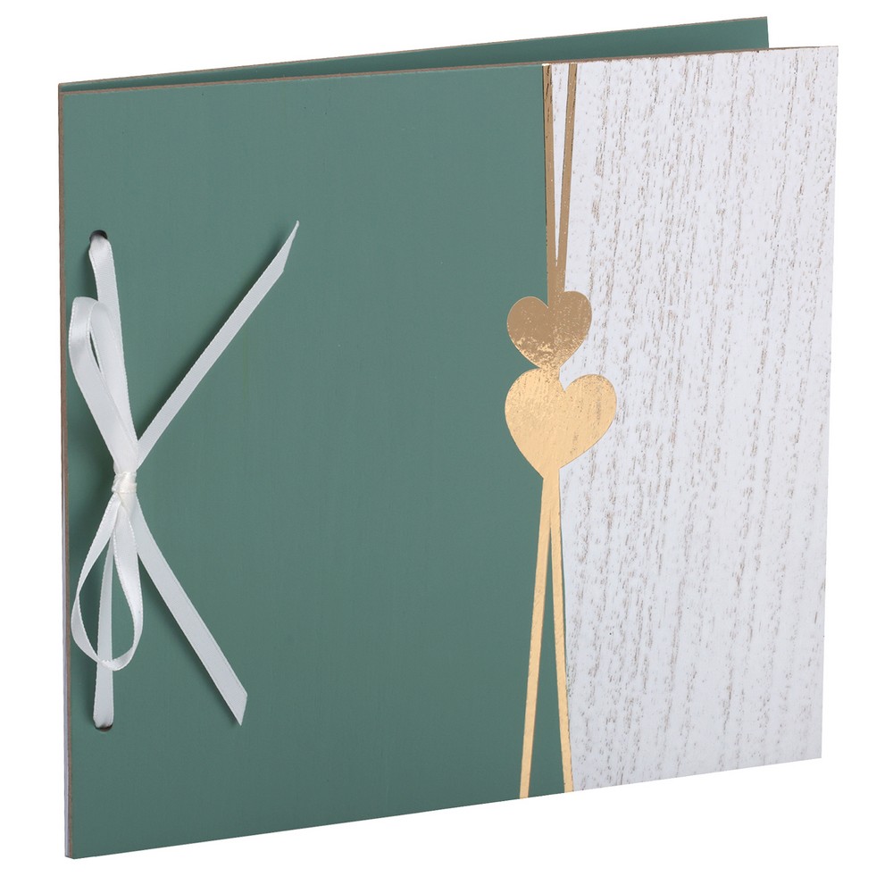 Hjerte Gæstebog Celadon - 1 stk (22 x 22 cm) | Bryllup Gæstebøger - Temashop