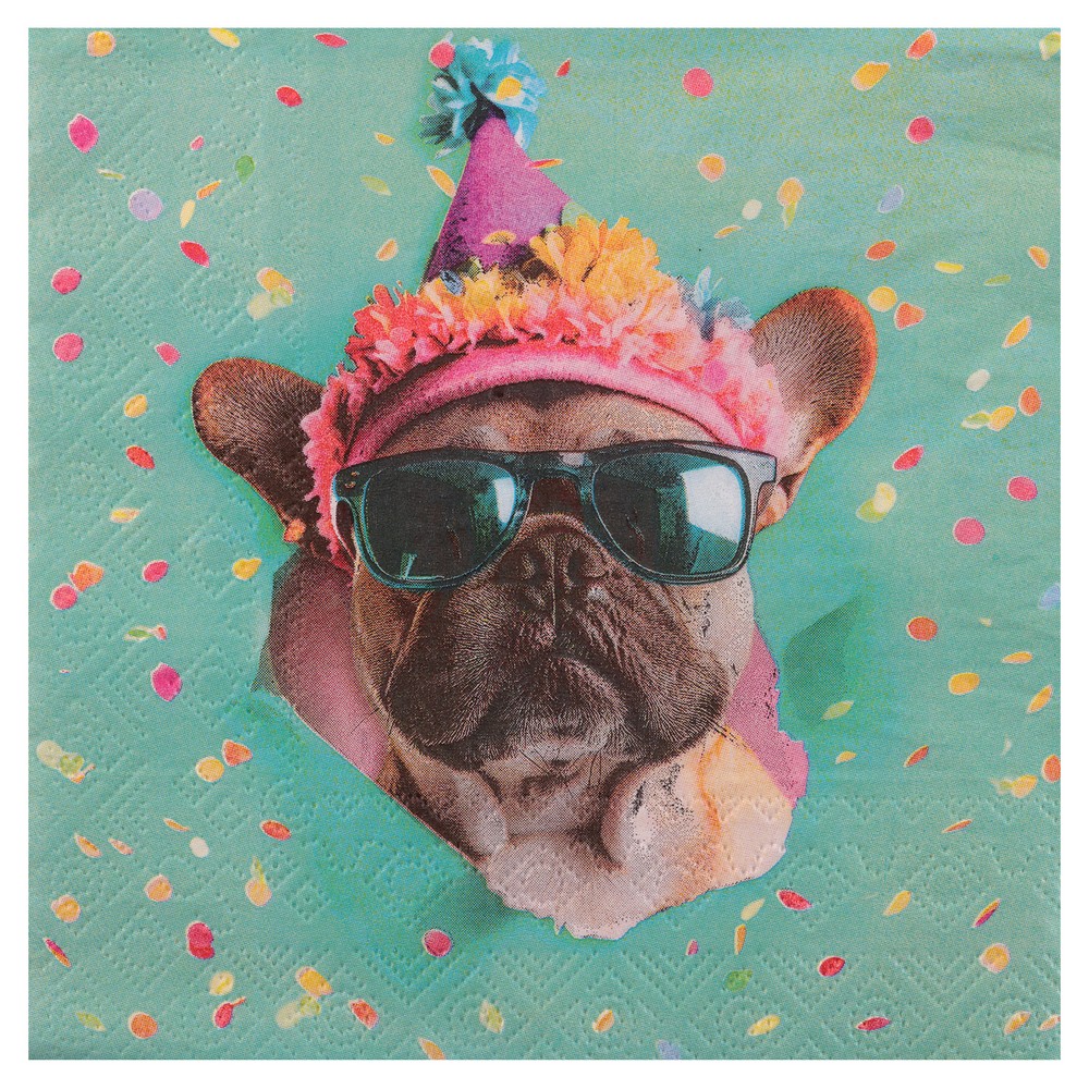 Party Dogs Servietter - 12 stk (33 x 33 cm) | Hund Servietter - Temashop