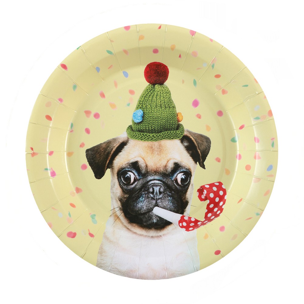 Party Dogs Paptallerkener - 6 stk (Ø 22,5 cm) | Hund Tallerkner - Temashop