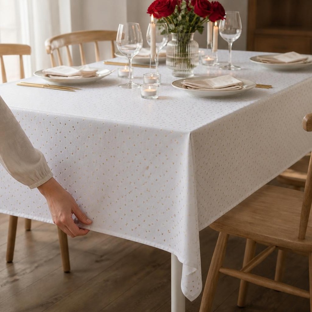 Romantisk Hjerte Dug Elfenben - 1 stk (145 x 240 cm) | Kærlighed Duge - Temashop