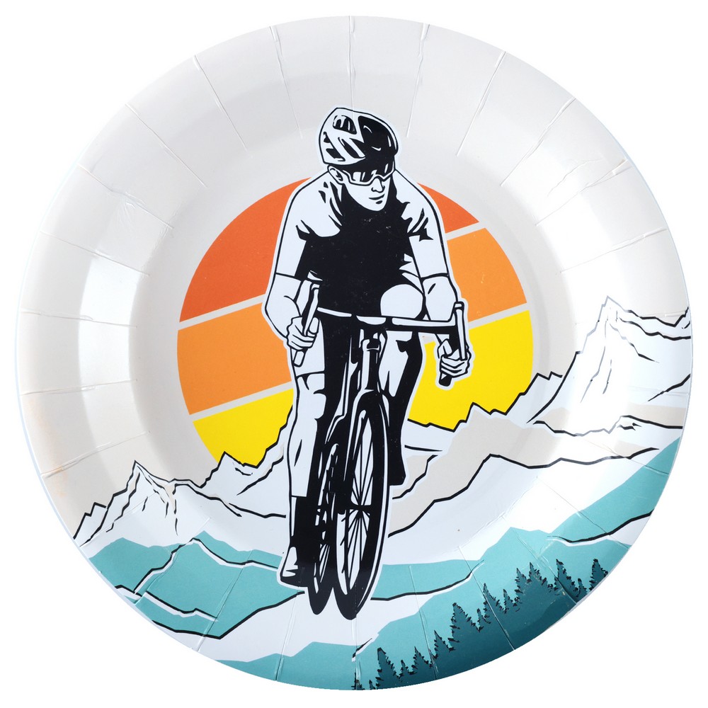 Mountainbike Paptallerkener - 6 stk (Ø 22,5 cm) | Cycling Tallerkner - Temashop