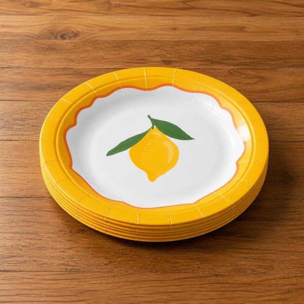Citron Paptallerkener Gul - 6 stk (Ø 17,5 cm) | Frugt Tallerkner - Temashop