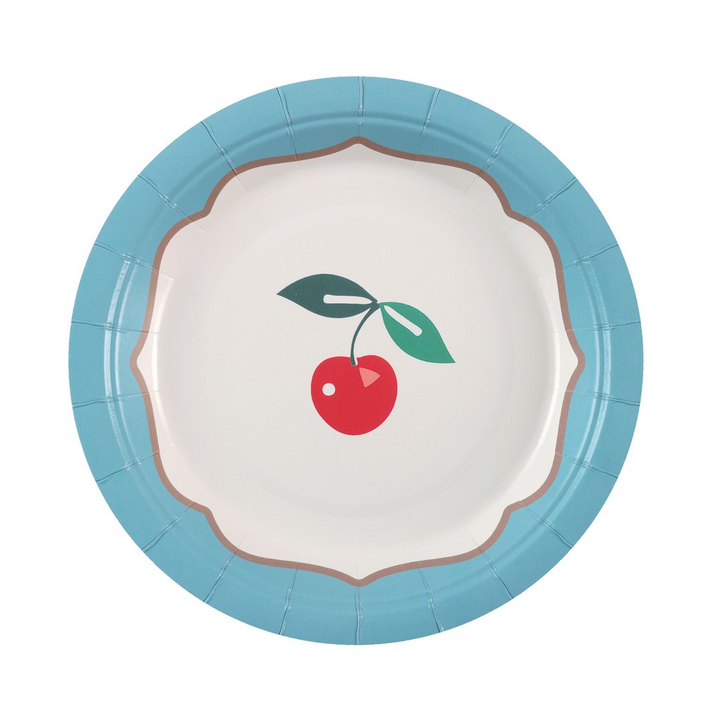 Kirsebær Paptallerkener Himmelblå