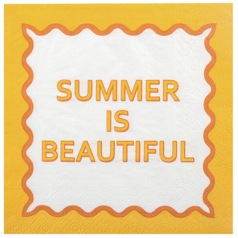 Summer Vibes Servietter Gul - 12 stk (33 x 33 cm) | Sommer Servietter - Temashop