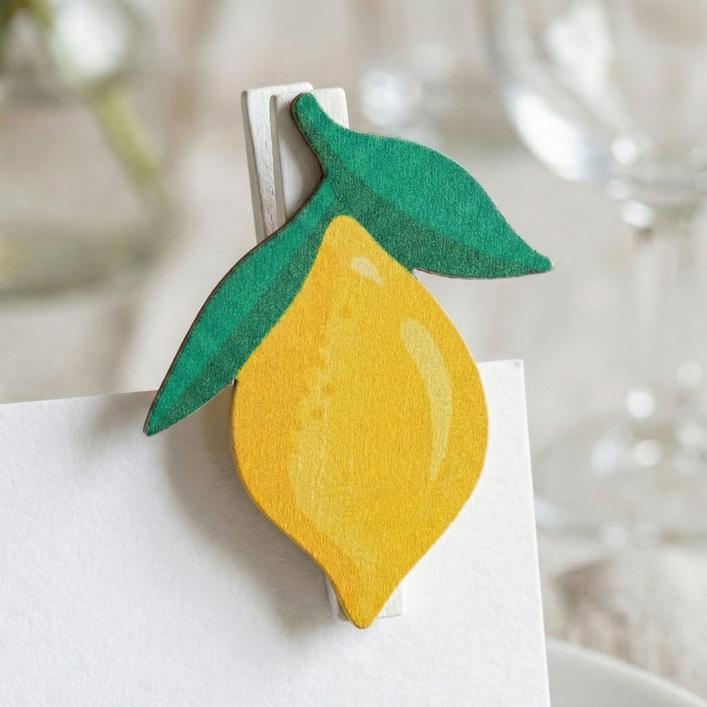 Citron Træklemmer Gul - 6 stk (4 x 5 cm) | Frugt Klemmer - Temashop