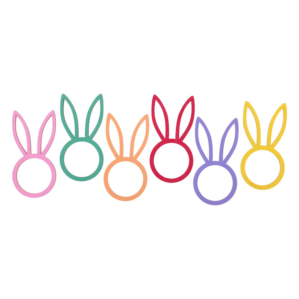 Kanin Servietringe Træ Multifarvet