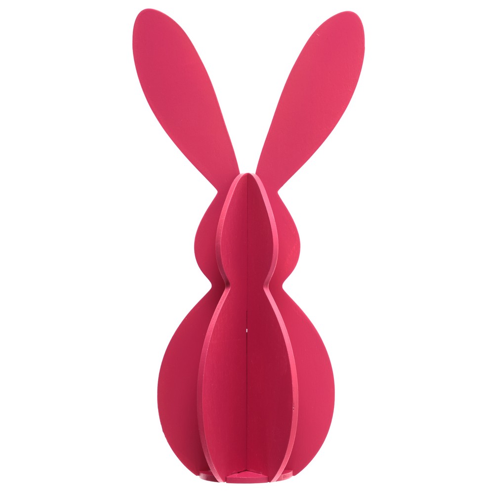 Træ Kanin Bordpynt Fuchsia - 1 stk (10 x 20,5 cm) | Påske Dekorationsfigurer - Temashop