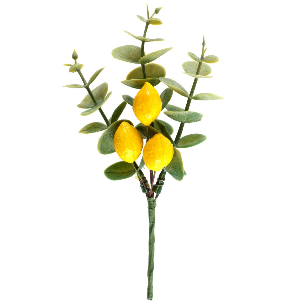Kunstig Citron Gren - 2 stk (4 x 14 cm) | Frugt Kunstige blomster - Temashop
