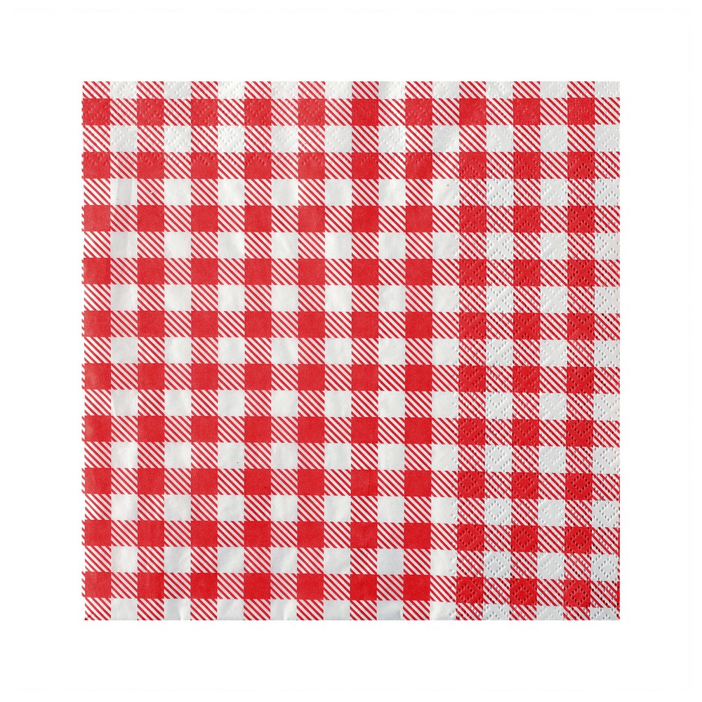 Ternede Picnic Kaffeservietter Rød - 25 stk (21 x 20 cm) | Picnic Servietter - Temashop