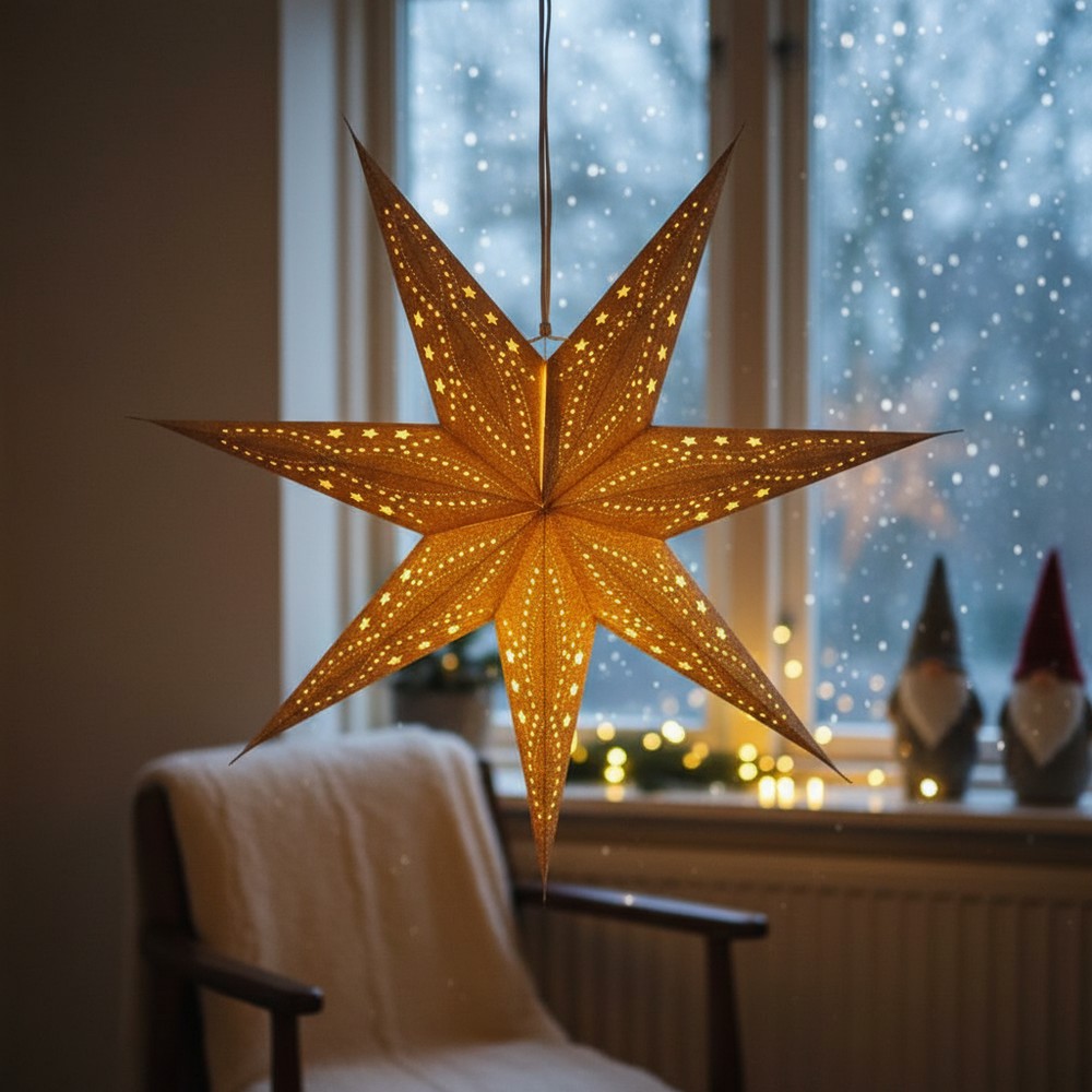 Glimmer LED Julestjerne Guld