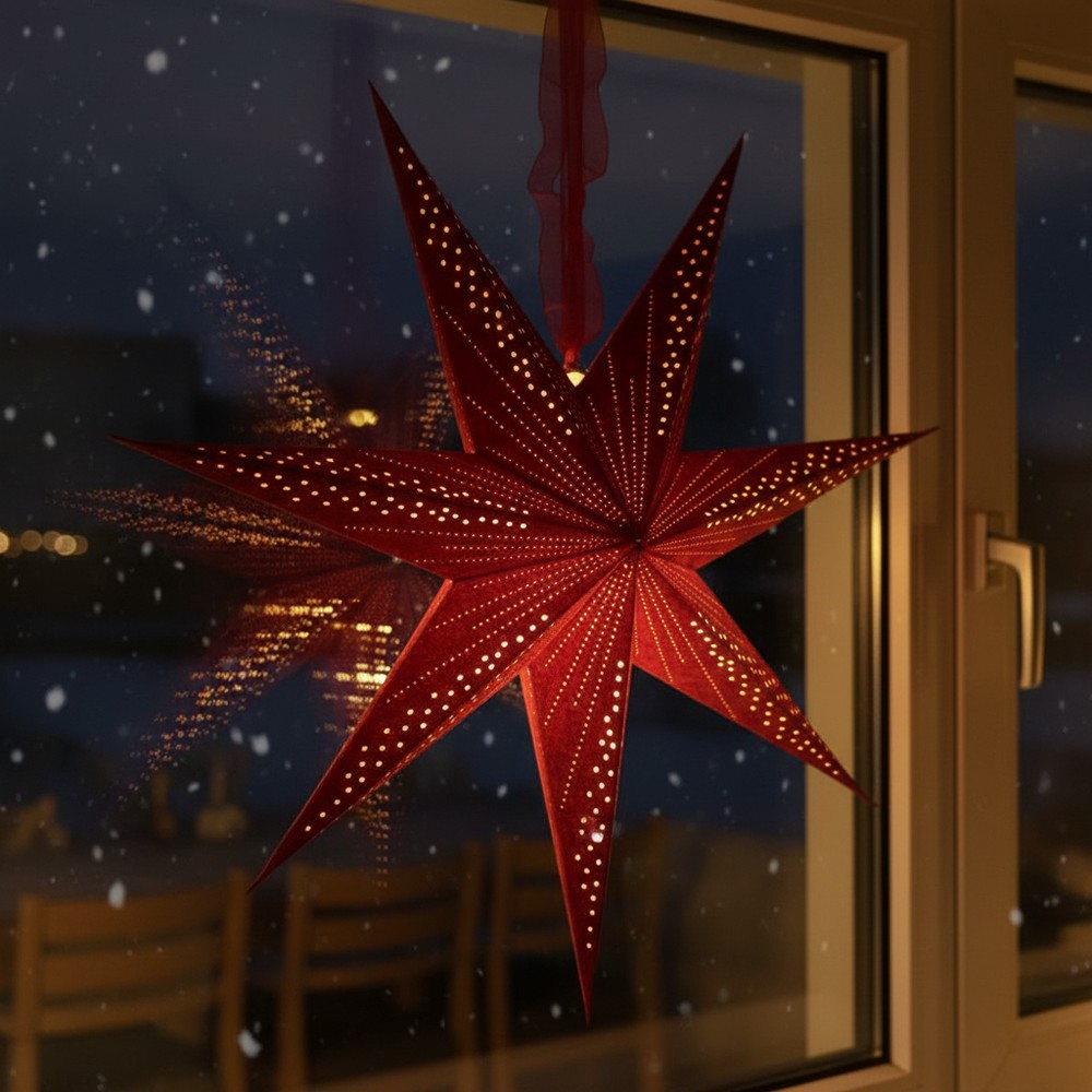 Glimmer LED Julestjerne Rød Velour