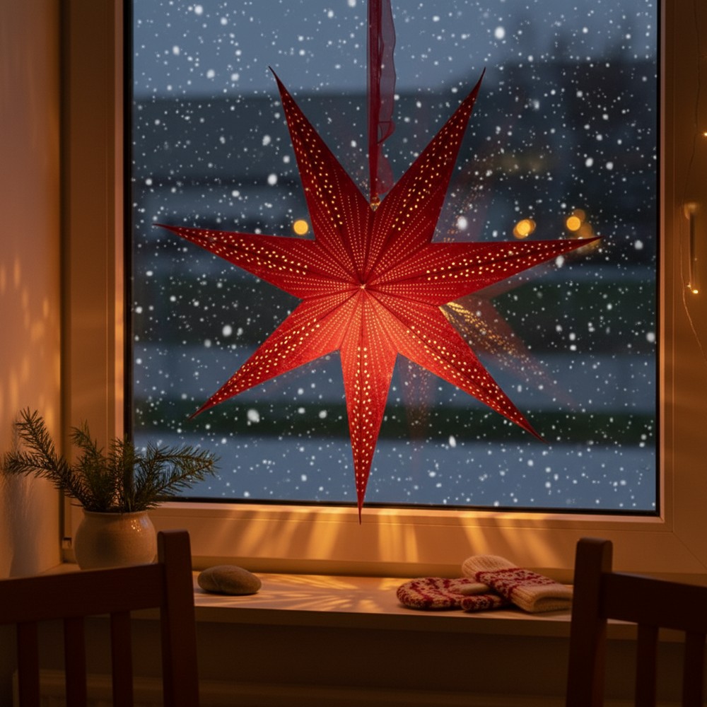 Glimmer LED Julestjerne Rød Velour