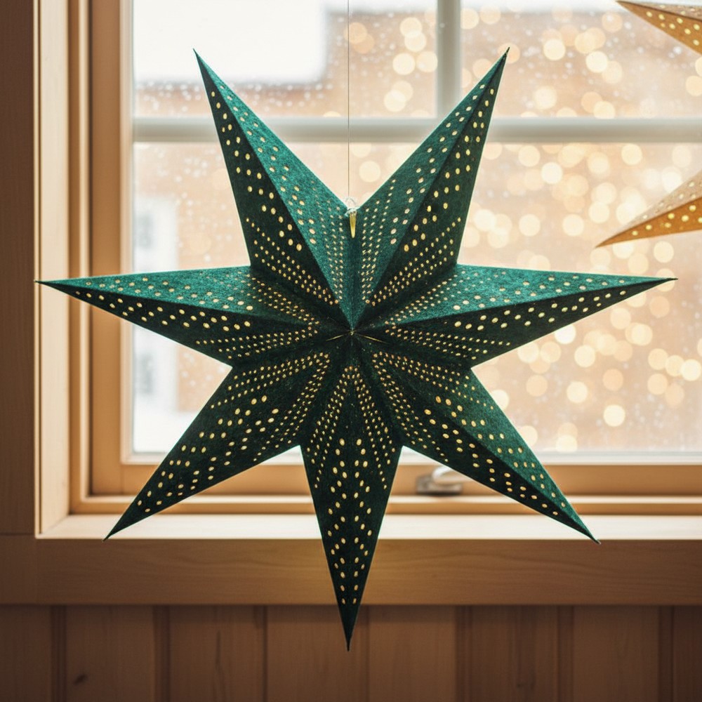 Glimmer LED Julestjerne Grøn Velour