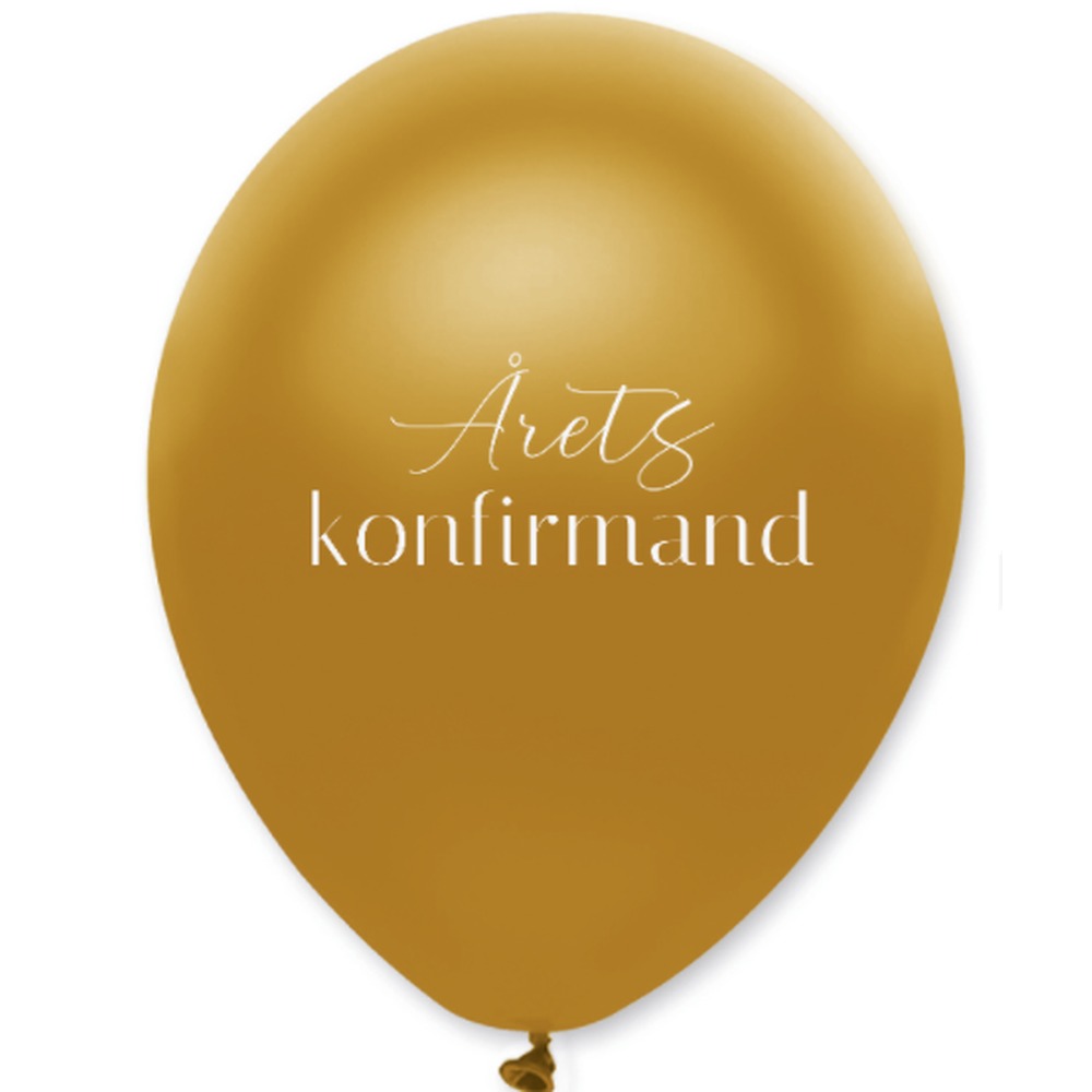 Årets Konfirmand Balloner Guld - 6 stk (28 cm) | Konfirmation Ballonprint - Temashop
