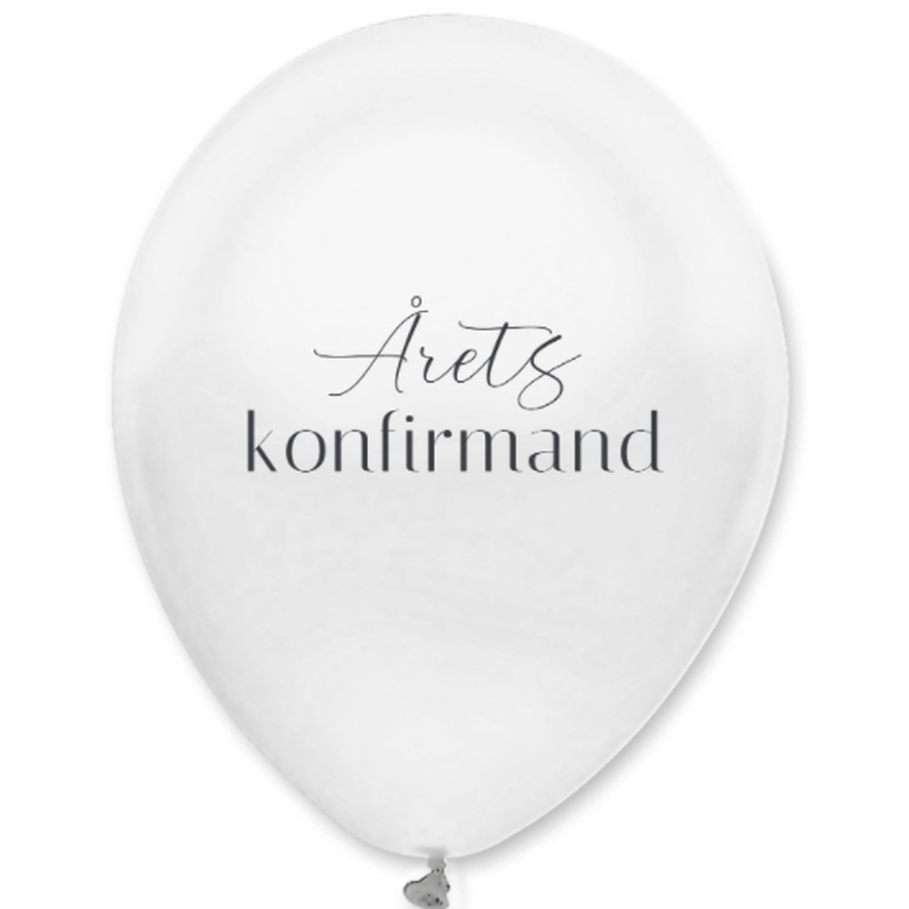 Årets Konfirmand Balloner Hvid Metallic - 6 stk (28 cm) | Konfirmation Ballonprint - Temashop