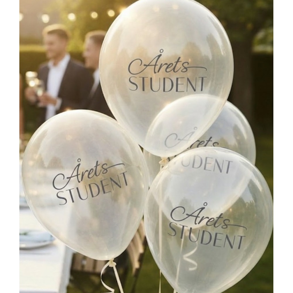 Årets Student Balloner Transparent - 6 stk (28 cm) | Studerende Ballonprint - Temashop