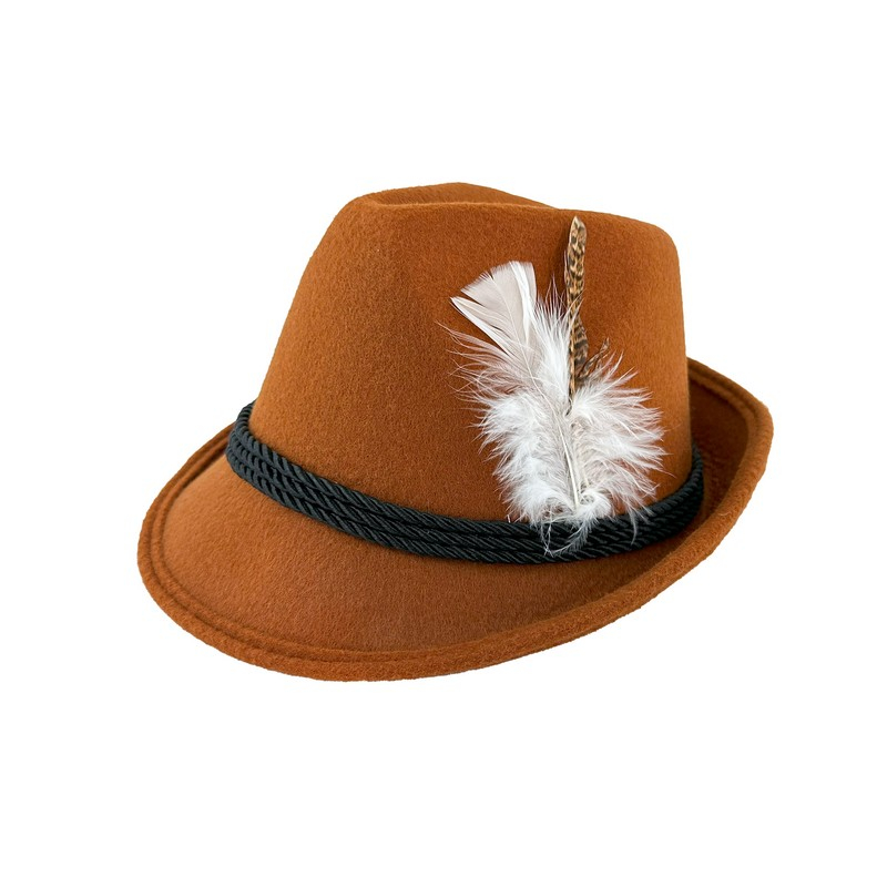 Tyrolerhat Brun | Oktoberfest Hat / Hue / Hjelm - Hovedtilbehør - Temashop