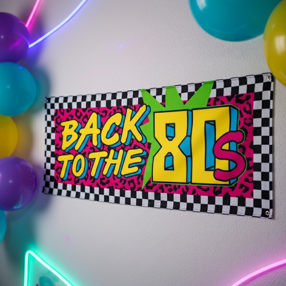 80'er Pop Banner - 1 stk (145 x 60 cm) | 80'erne Totally Bannere - Temashop