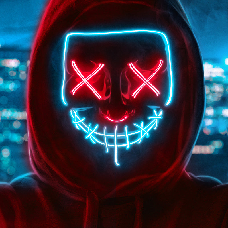 Purge LED Maske Lyseblå/Rød | The Purge Maske - Hovedtilbehør - Temashop