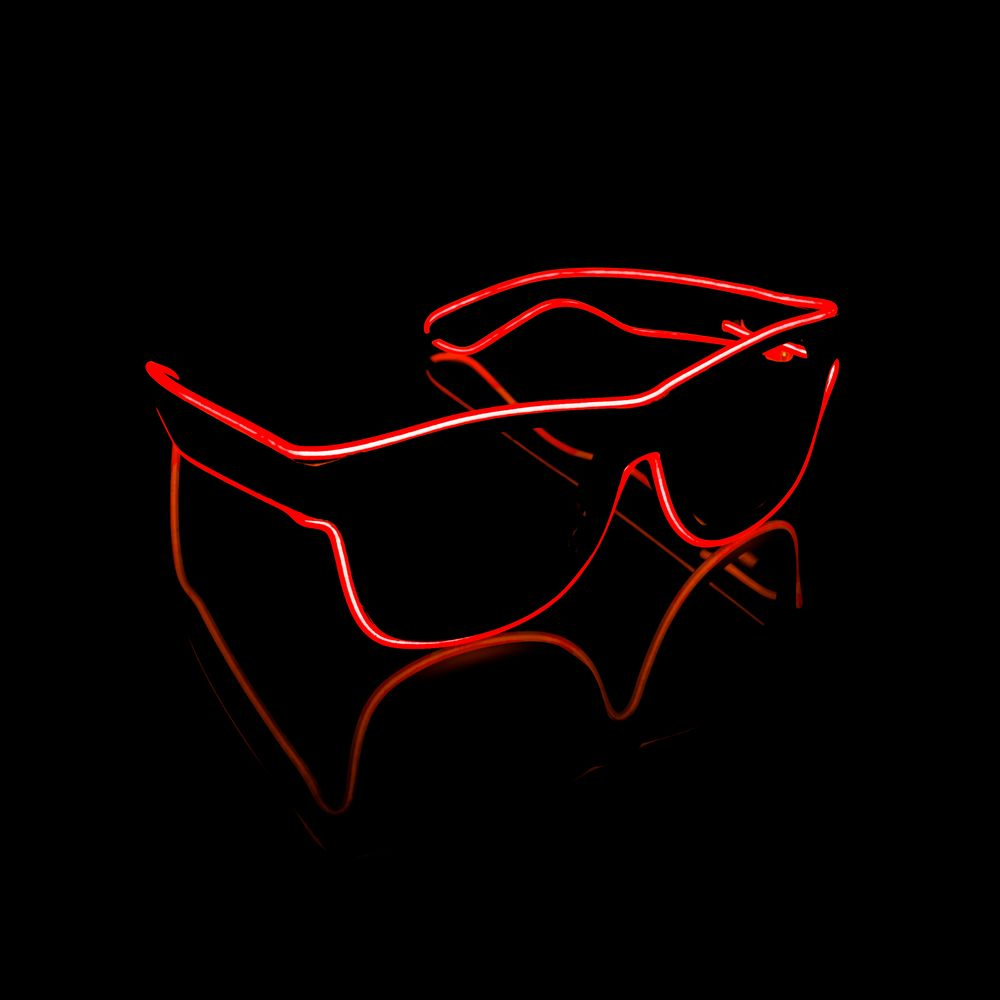 LED Wayfarer Briller Rød | Rødt tema Briller - Hovedtilbehør - Temashop