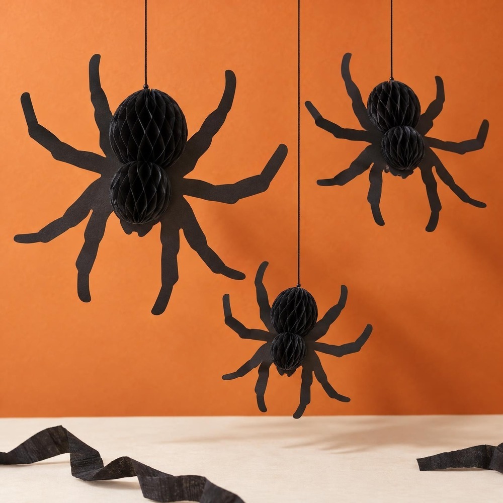 Honeycomb Edderkopper - 3 stk (16 x 15 - 30 x 28 cm) | Edderkop Honeycomb-figur - Temashop