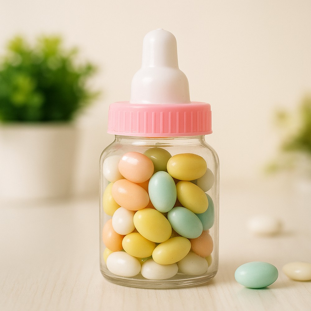 Babyshower Sutteflasker Lyserød - 4 stk (4 x 6 cm) | Babyshower Vase - Temashop