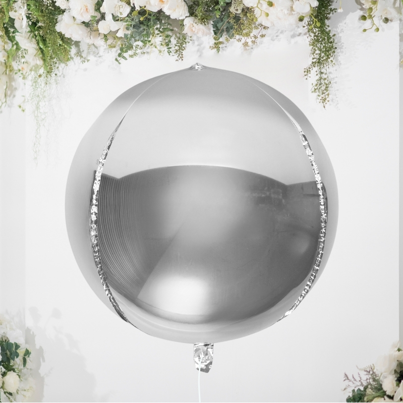 Krom Ballon Sølv 60 cm - 1 stk (60 cm) | Sølv tema Latexballoner - Temashop
