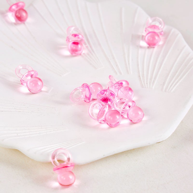 Baby Sutter Lyserød Akryl - 50 stk (2,2 x 1,1 cm) | Babyshower Konfetti - Temashop
