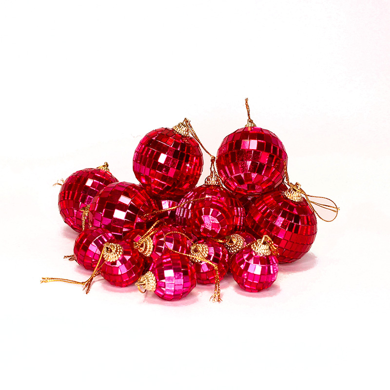Diskokugler Hot Pink 3-5 cm - 18 stk (3 - 5 cm) | 70'erne Disco Spiraler/string - Temashop