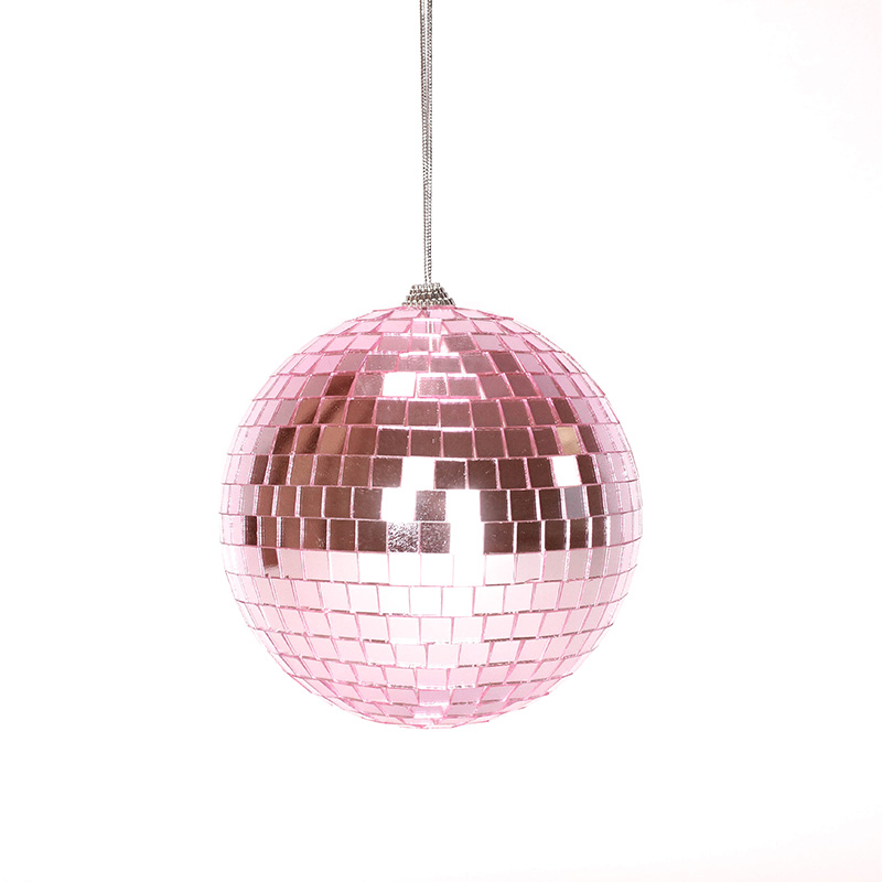 Diskokugle Pink - 1 stk (15 cm) | 70'erne Disco Spiraler/string - Temashop