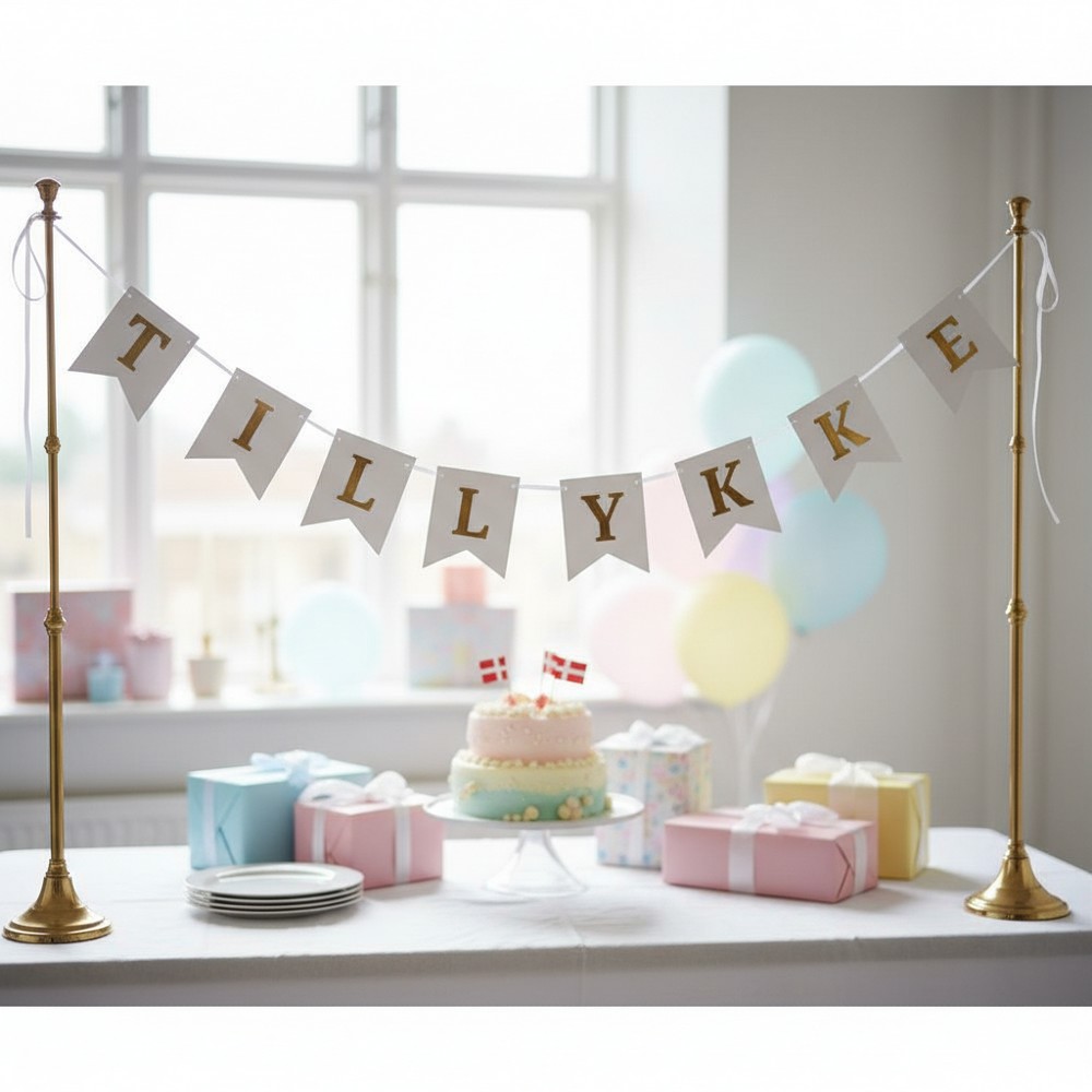Tillykke Banner - 1 stk (3 m) | Tillykke Guirlander - Temashop