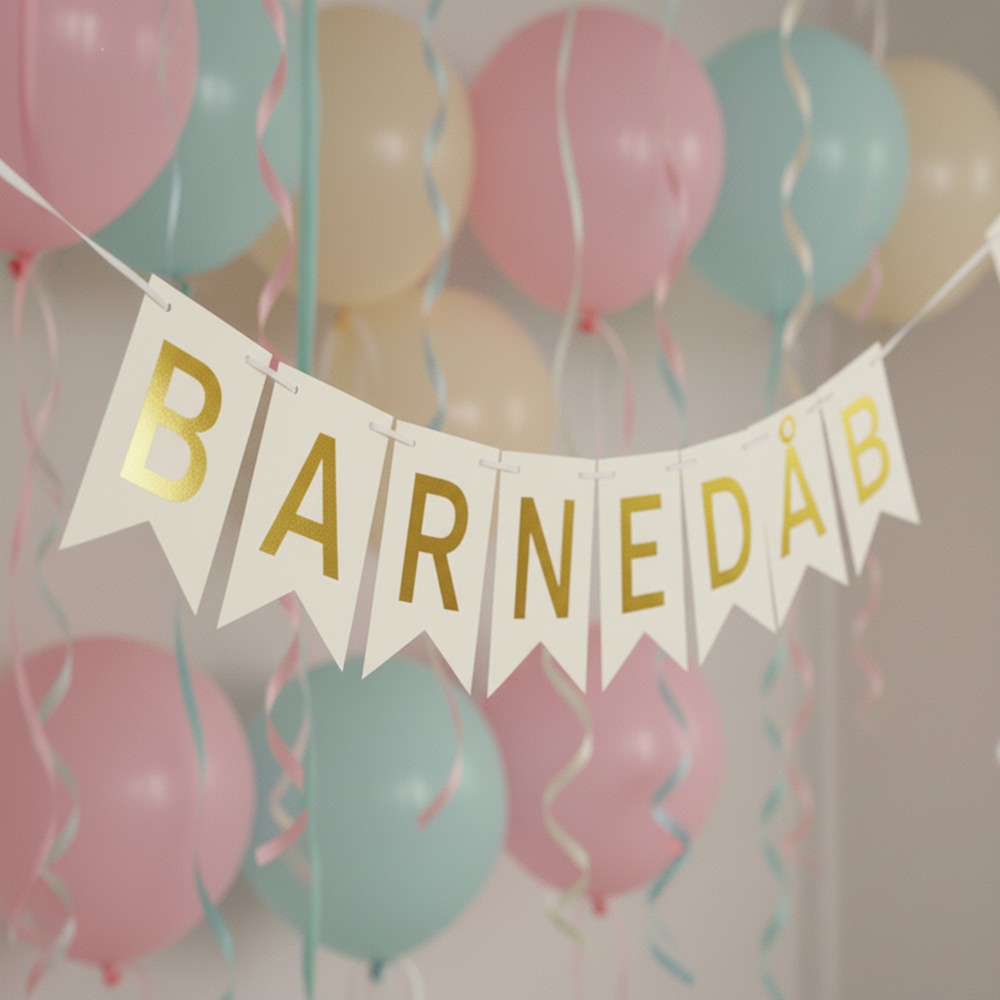 Barnedåb Banner - 1 stk (3 m) | Dåb Guirlander - Temashop