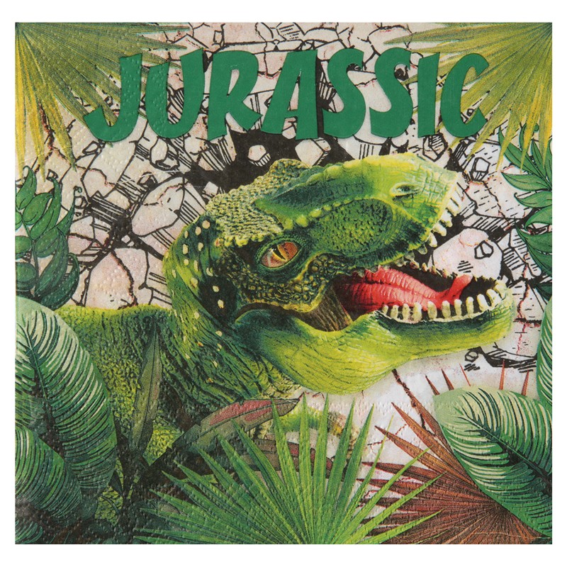T-Rex Dinosaur Servietter - 20 stk (33 x 33 cm) | Dinosaurus Servietter - Temashop