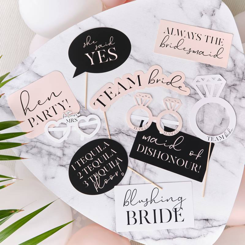 Team Bride Selfie Props - 10 stk | Bachelorette Photobooth - Temashop