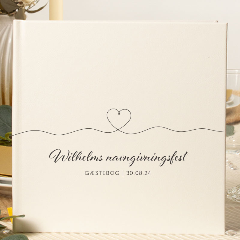 Personlig Gæstebog Heartline - 1 stk (20,5 x 20,5 cm) - Temashop