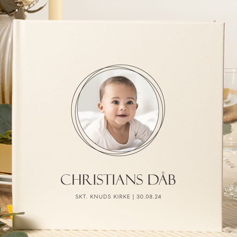 Personlig Dåbsgæstebog Cherished Circles - 1 stk (20,5 x 20,5 cm) | Dåb Gæstebøger - Temashop