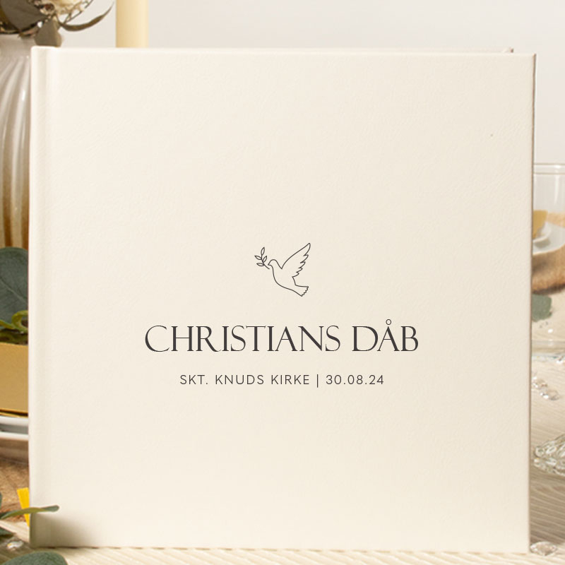 Personlig Dåbsgæstebog Dove - 1 stk (20,5 x 20,5 cm) | Dåb Gæstebøger - Temashop