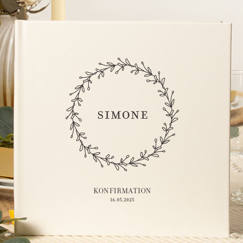 Personlig Konfirmationsgæstebog Vintage Flora - 1 stk (20,5 x 20,5 cm) | Konfirmation Gæstebøger - Temashop