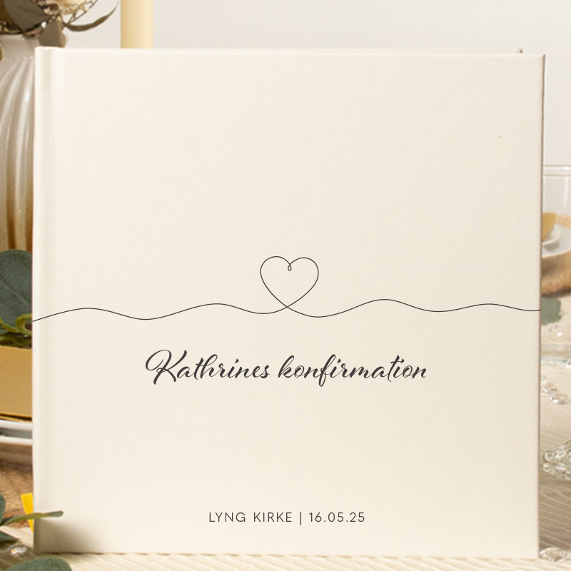 Personlig Konfirmationsgæstebog Heartline - 1 stk (20,5 x 20,5 cm) | Konfirmation Gæstebøger - Temashop