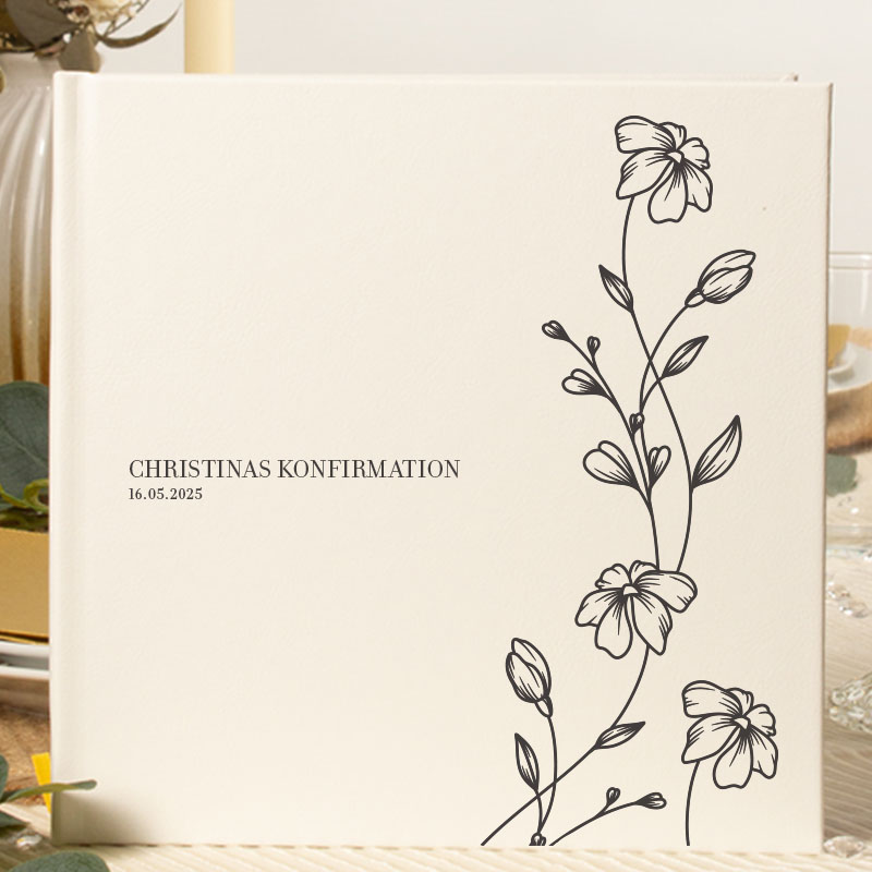 Personlig Konfirmationsgæstebog Petal Perfection - 1 stk (20,5 x 20,5 cm) | Konfirmation Gæstebøger - Temashop