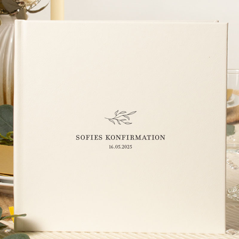 Personlig Konfirmationsgæstebog Botanical Touch - 1 stk (20,5 x 20,5 cm) | Konfirmation Gæstebøger - Temashop