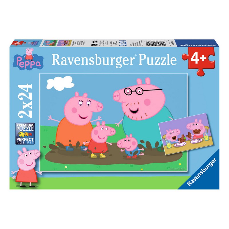 Gurli Gris 2 x 24 Brikker Familie Puslespil (26 x 18 cm) | Gurli Gris Puslespil - Temashop
