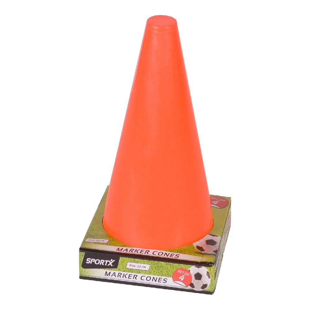 SportX Markeringskegler 4-pak 22 cm (22 cm) | Fodbold Legetøj - Temashop