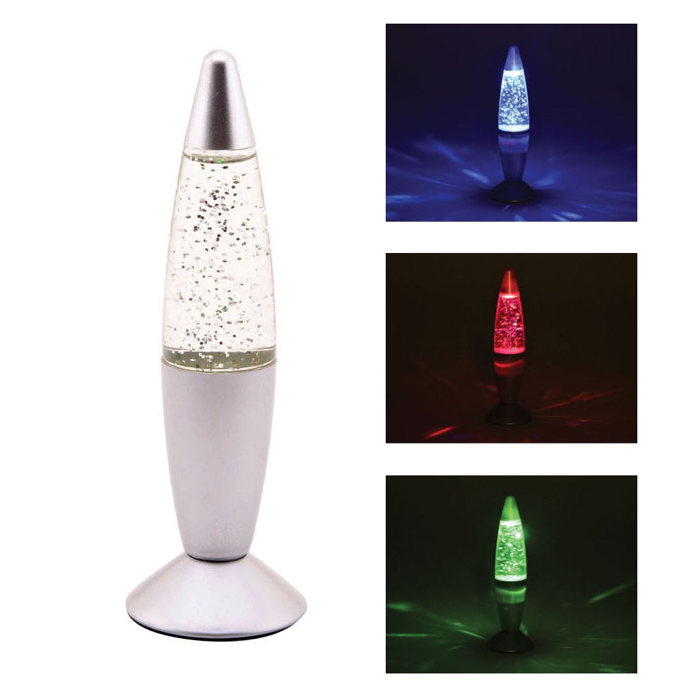 Glitter Lavalampe Med LED Lys (22 x 9,5 x 6 cm) | UV / Neon Lamper - Temashop